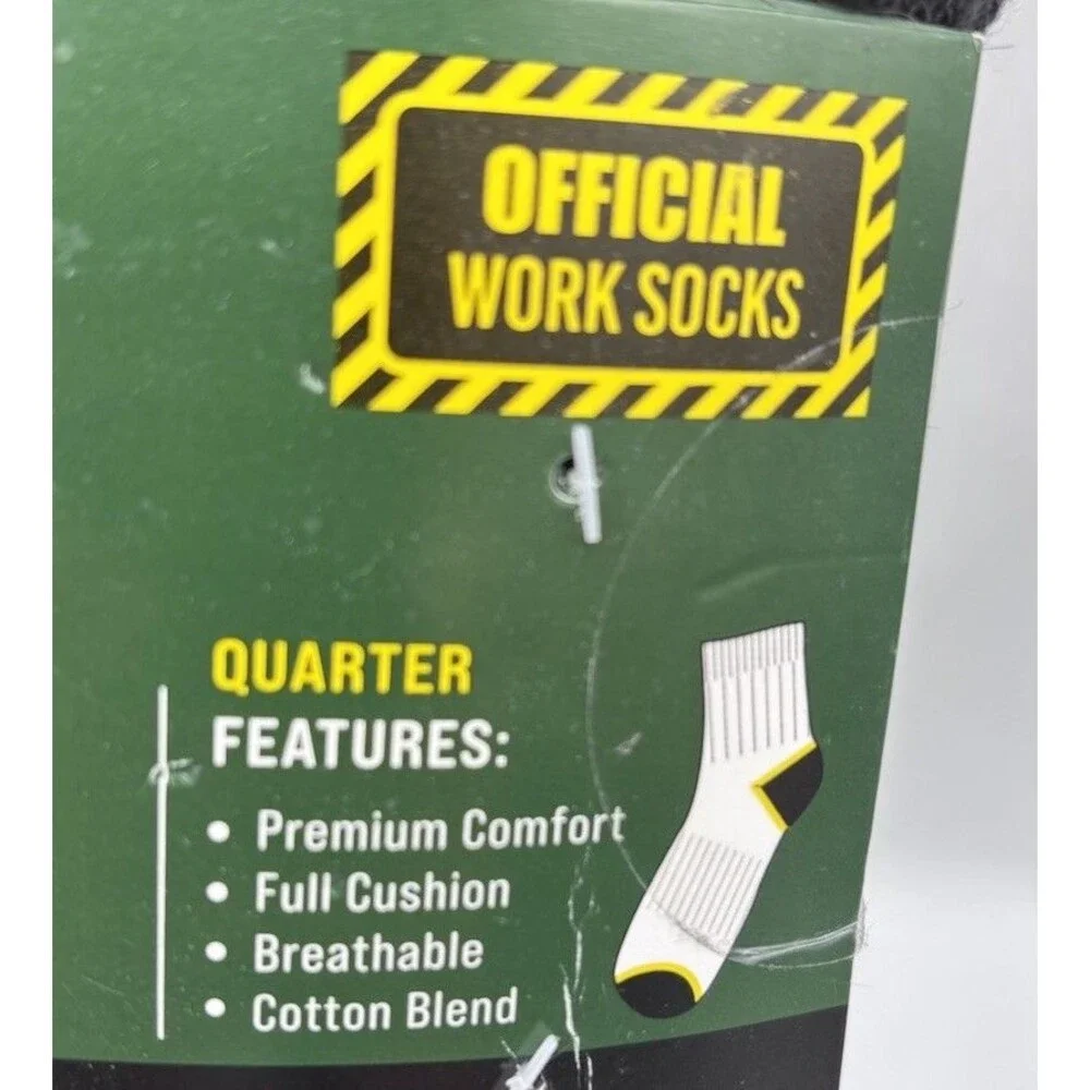 MOSSY OAK Mens Full Cushioned Quarter Work Socks 10 Pairs Shoe Size 6-12 BLACK